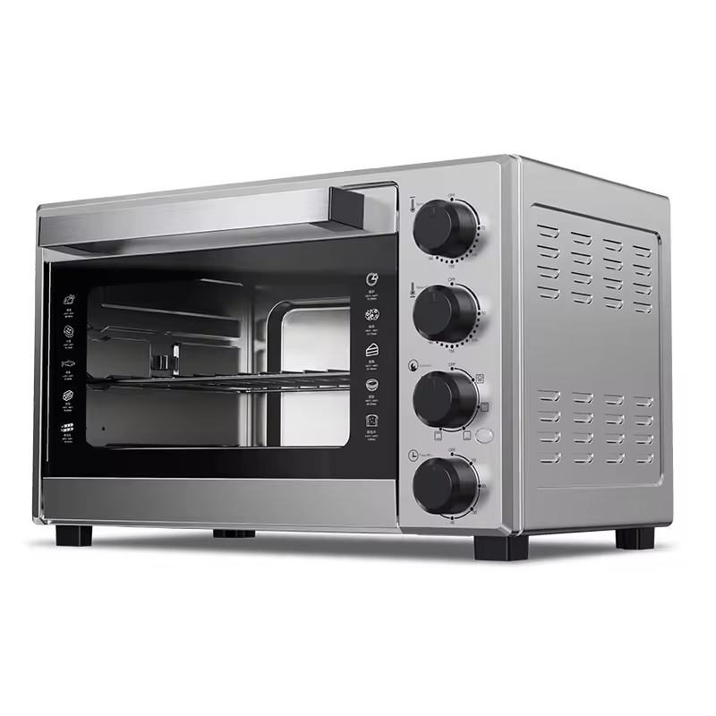 Pizza & Toaster Kitchen Oven Stainless Steel Built-In 38L 1600W Electric Deck Oven Four Luxury Knob Metal Toaster Oven