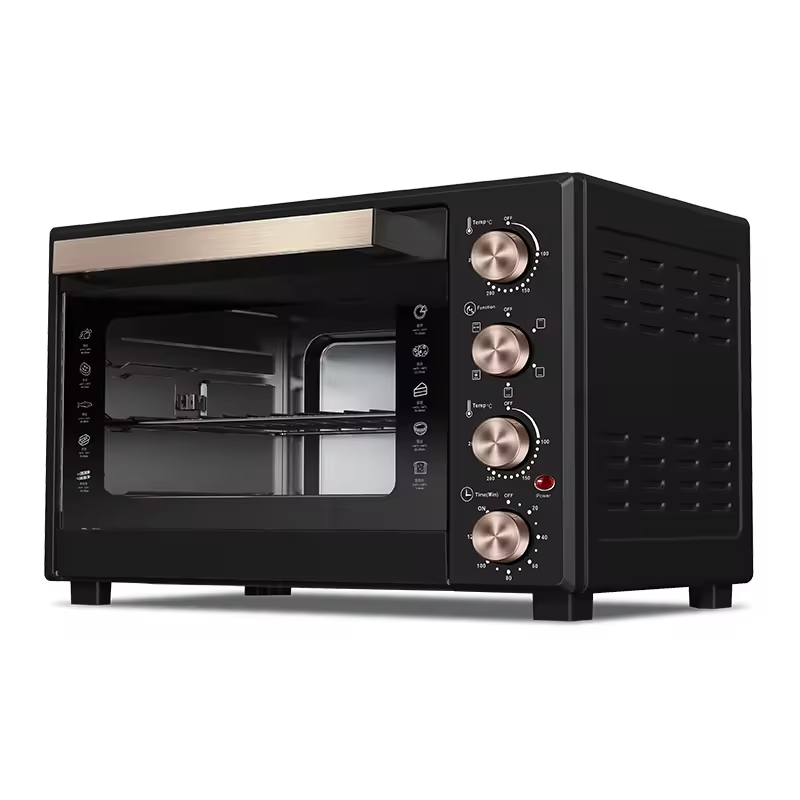 Pizza & Toaster Kitchen Oven Stainless Steel Built-In 38L 1600W Electric Deck Oven Four Luxury Knob Metal Toaster Oven