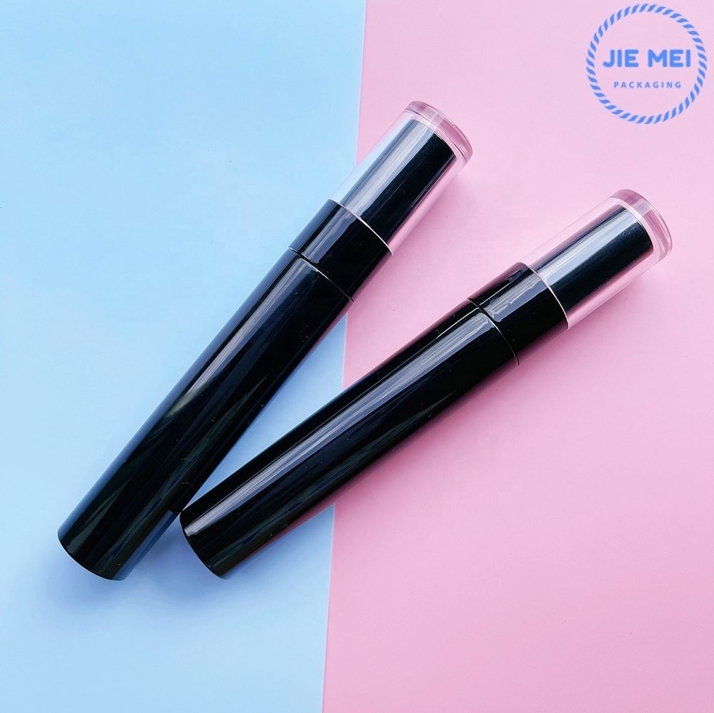 JIE MEI Stock Factory Price Shiny Black Pink Empty 6ML Mascara Tube Wholesale Cosmetic Round Mascara Bottle With Silicone Brush