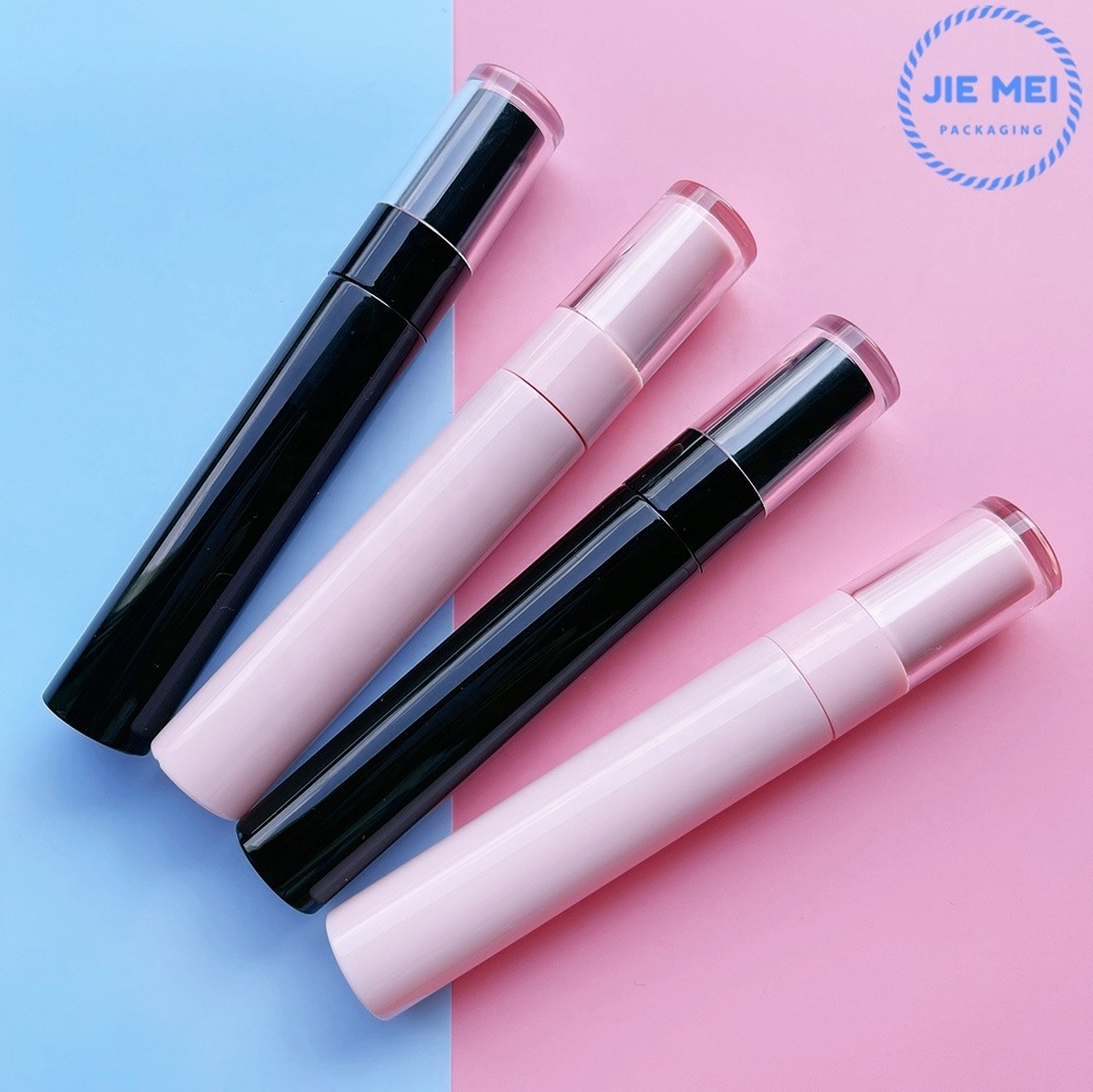 JIE MEI Stock Factory Price Shiny Black Pink Empty 6ML Mascara Tube Wholesale Cosmetic Round Mascara Bottle With Silicone Brush