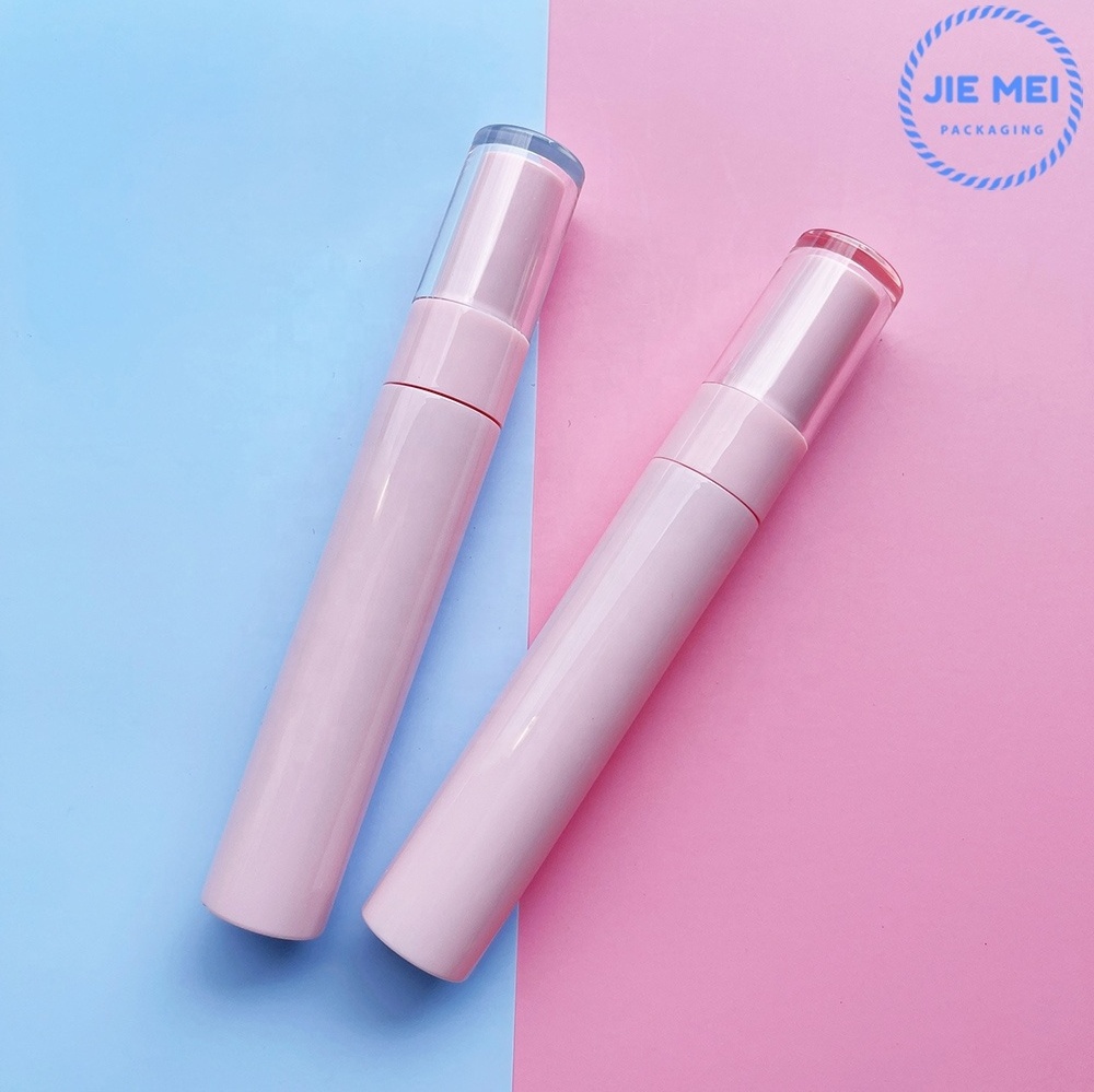 JIE MEI Stock Factory Price Shiny Black Pink Empty 6ML Mascara Tube Wholesale Cosmetic Round Mascara Bottle With Silicone Brush