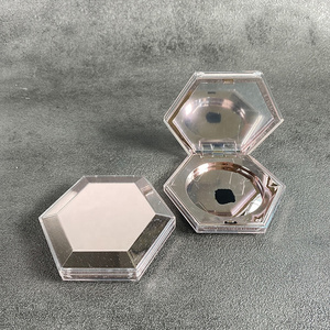 JIE MEI Hot Selling Hexagon Shape Rose Gold Empty Blush Compact Powder Case Pan Size D54mm Eyeshadow Palette Tube With Mirror