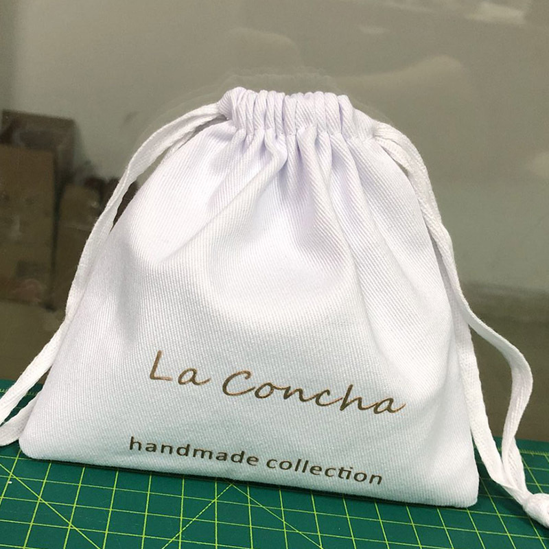 Wholesale Promotional Eco Friendly Custom Logo Printed Gift Pouch Linen Thick Lined Candle Canvas Cotton Drawstring Bag