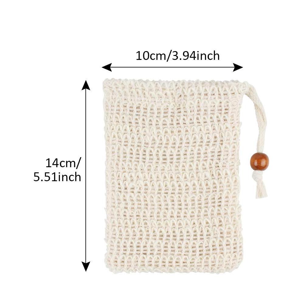 Eco friendly natural exfoliating bathroom shower foaming soap net pouch drawstring organic hemp cotton mesh saver sisal soap bag