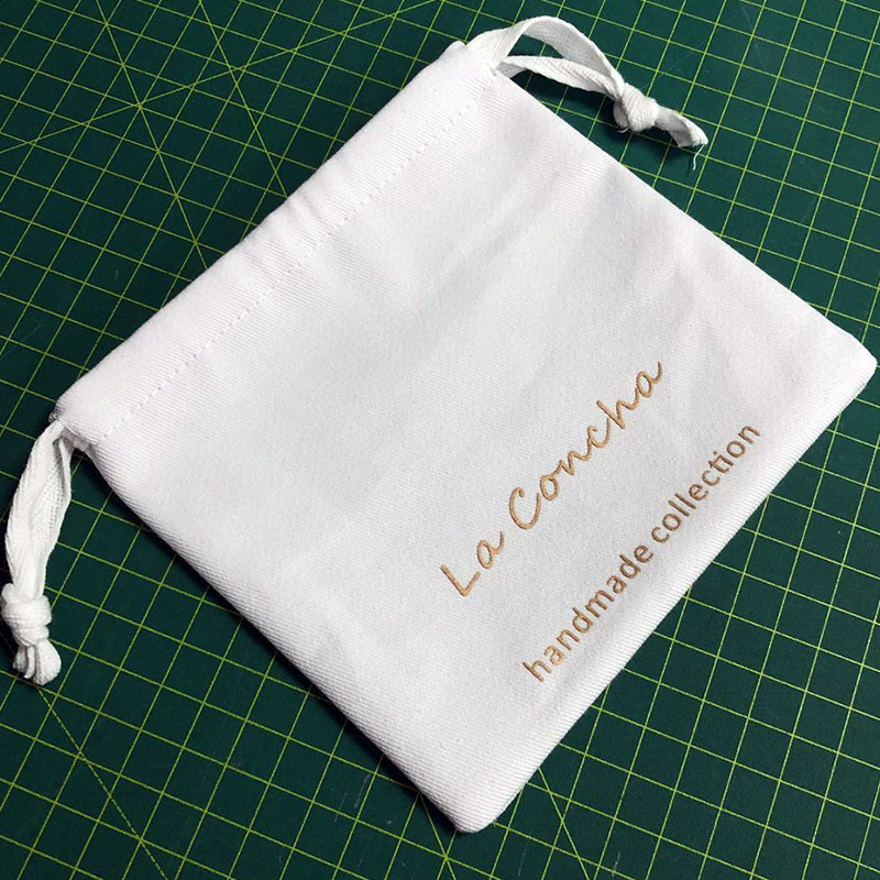 Wholesale Promotional Eco Friendly Custom Logo Printed Gift Pouch Linen Thick Lined Candle Canvas Cotton Drawstring Bag