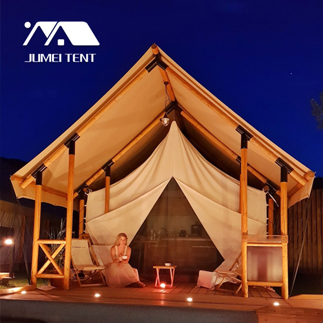 Jumei Outdoor Waterproof Canvas Safari Luxury Glamping Tent For Hotel Resort