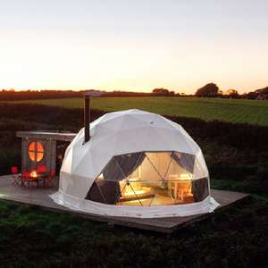 Winter Outdoor Luxury Igloo Geodesic Glamping Clear Dome House Tent With Fireplace Insulation