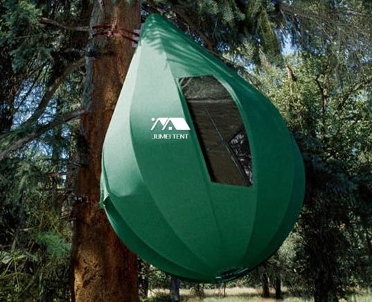 Good quality outdoor Green Tree tent house waterdrop  shape glamping tent hanging on tree for camping