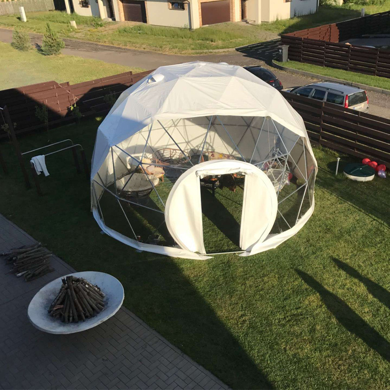 Transparent PVC 4m Geodesic Dome Half Sphere Tent For Sale In Backyard