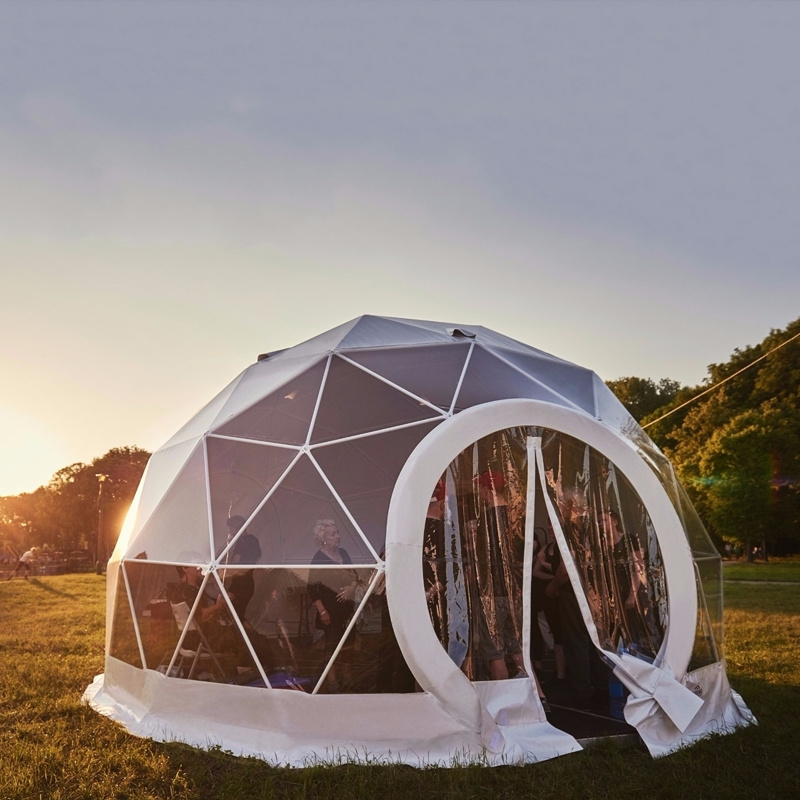 Transparent PVC 4m Geodesic Dome Half Sphere Tent For Sale In Backyard