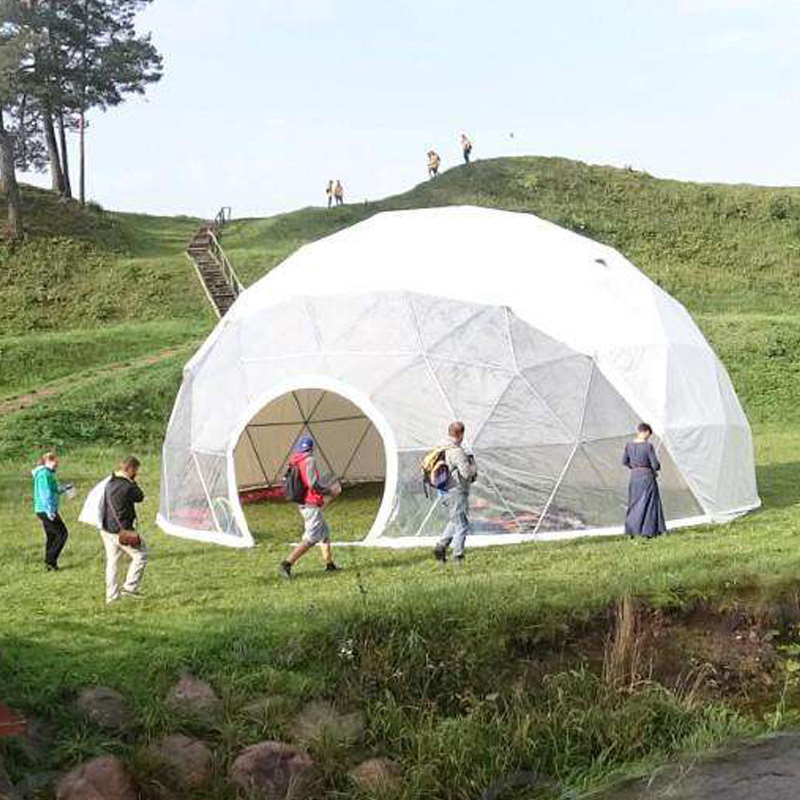 Transparent PVC 4m Geodesic Dome Half Sphere Tent For Sale In Backyard