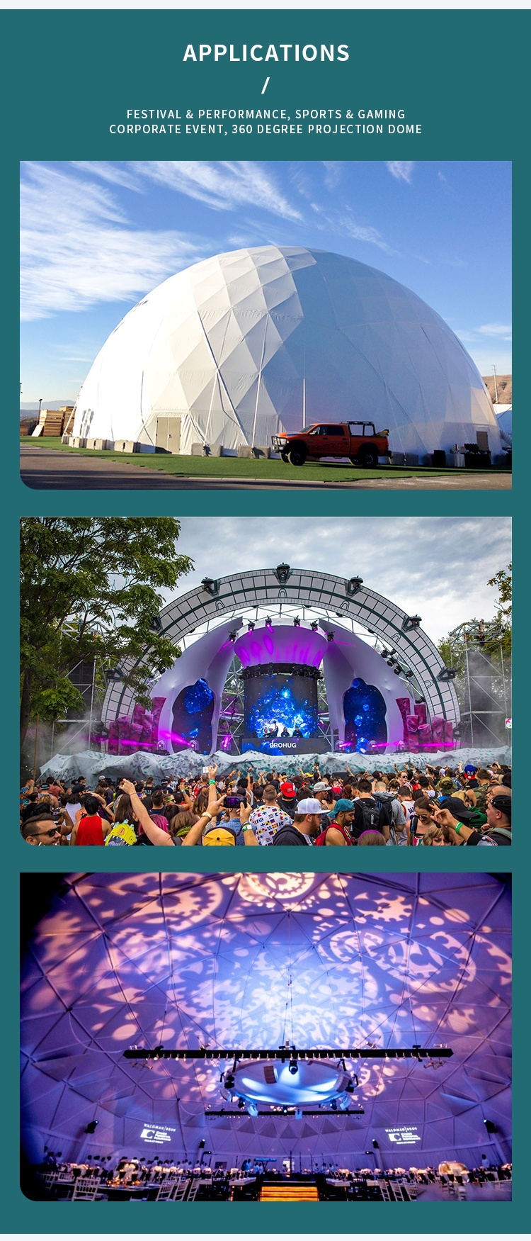 Marquee Geodesic Dome Design 360 Projection Screen Tent For Ceremonial Event