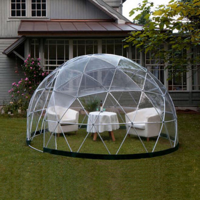 Transparent PVC 4m Geodesic Dome Half Sphere Tent For Sale In Backyard