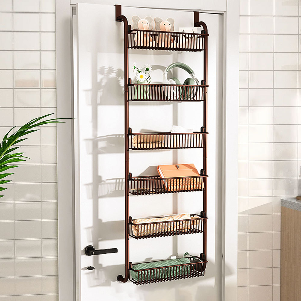 Heavy Duty Metal Hanging Closet Organizer Over The Door Pantry Organizer Rack With 6 Full Baskets