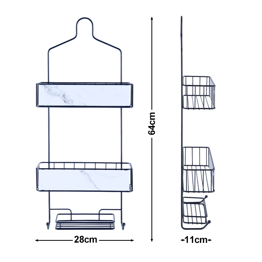 Custom No Drilling Shampoo Holder Kitchen Wall Mounted Black Bathroom Shelves Shower Caddy