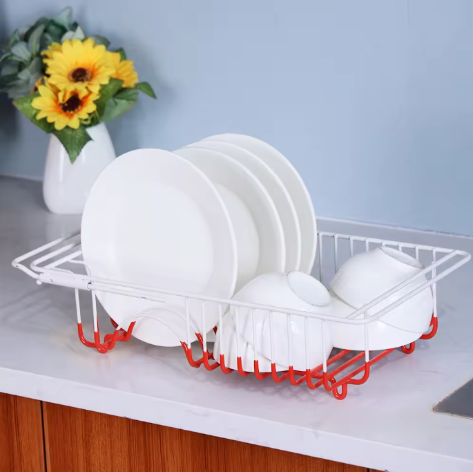 Kitchen Accessories Single Layer  Iron Art Space Dish Storage Rack Drain Rack Multifunctional Over Sink Dish Rack