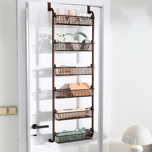 Metal Hanging Wall Mounted Behind Door Rack 6-tier Pantry Door Organizer Hat Racks Over The Door