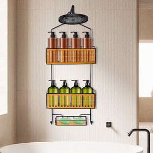 Black Rustproof Tier Hanging Caddy Bathroom Shelves Storage Steady Shower Accesiores Shelf