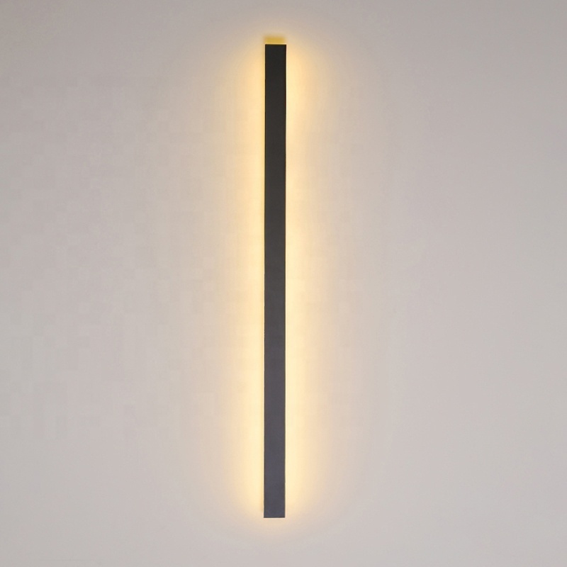 Wholesale Contemporary Matte Black Finishing Aluminum Sconce Led Long Rectangle Wall Lamp Lighting Fixture