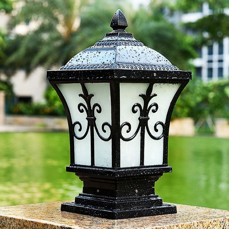 wholesale Electric E27 garden Pillar lamp Led Outdoor Waterproof Fence Lighting European classic Post Column Gate Pillar Light