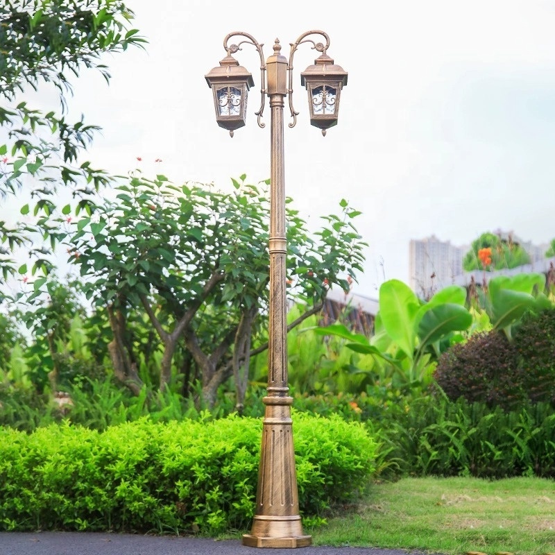 Antique Style IP65 Waterproof Aluminum Light Pole Landscape Garden Park Villa E27 Led Light garden light