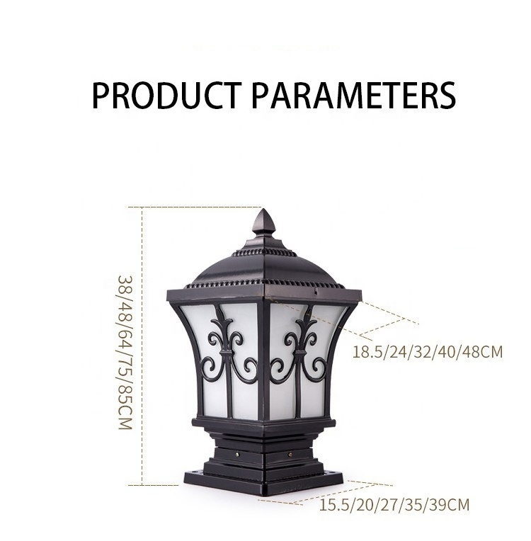 wholesale Electric E27 garden Pillar lamp Led Outdoor Waterproof Fence Lighting European classic Post Column Gate Pillar Light