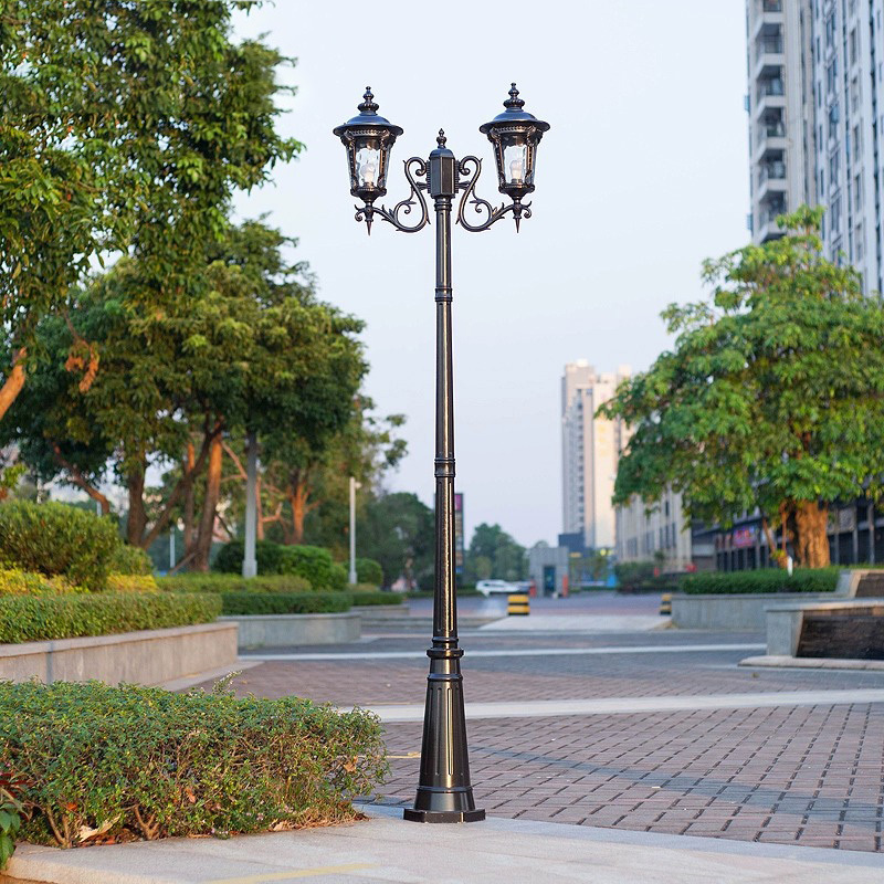 retro garden light garden courtyard villa park Outdoor waterproof post lamp pole bollard light sence Solar Garden light