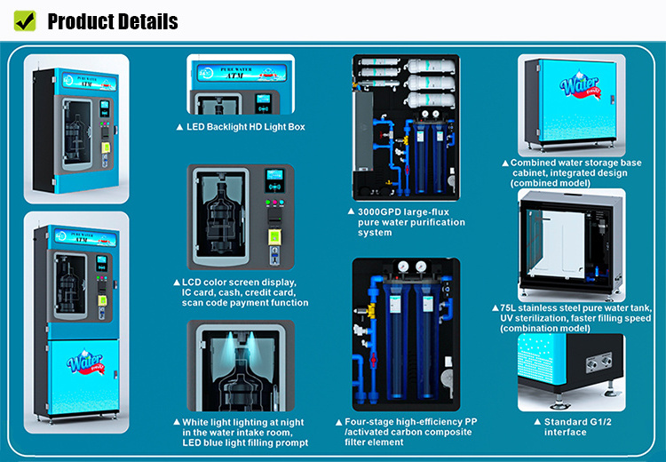 Purified water for drinking water wall mount vending machine