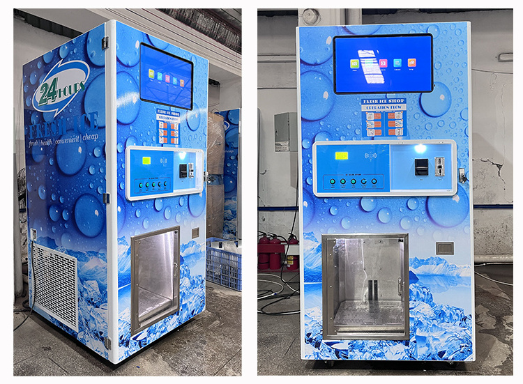 Outdoor coin operated Commercial Grade ice cube make dispenser  ice vending machine 1ton big ice machine vending