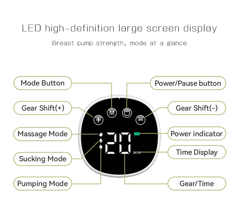 Electric Hands-Free Breast Pumps LCD Display Portable Rechargeable with Massage and Pumping Mode Wearable Breast Pump