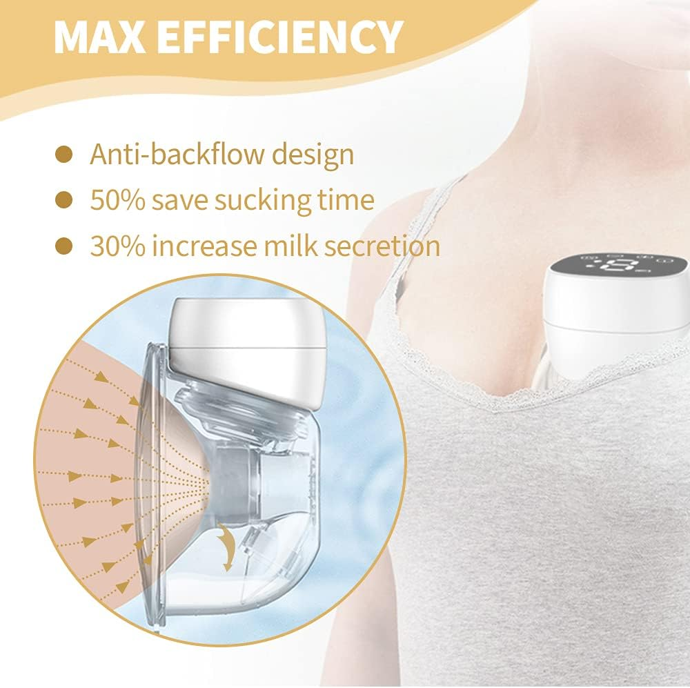 Electric Hands-Free Breast Pumps LCD Display Portable Rechargeable with Massage and Pumping Mode Wearable Breast Pump