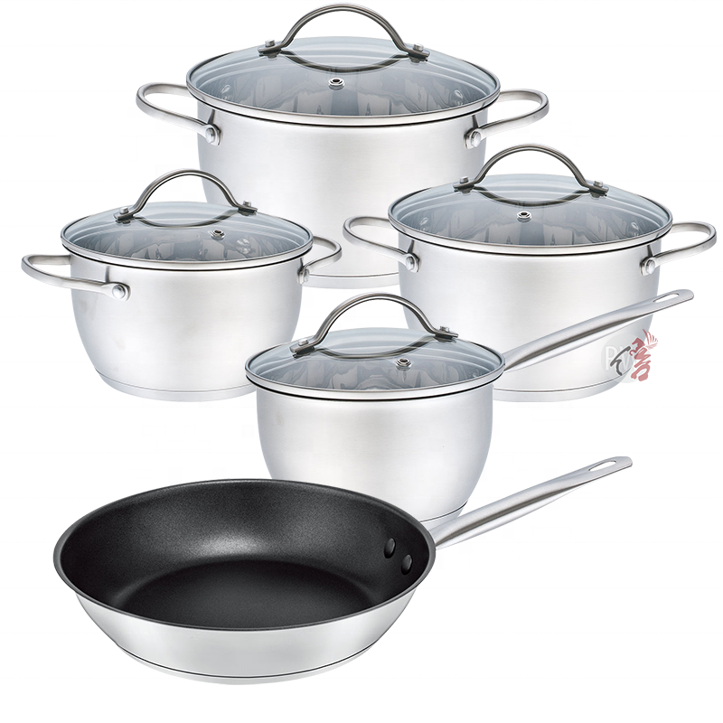 Kitchen non stick cooking ware pots cookware set stainless steel pots and pans sets