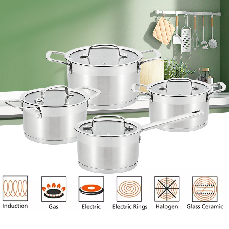 Wholesale customization kitchen cooking non stick cookware pots and pans stainless steel casserole sauce pan set