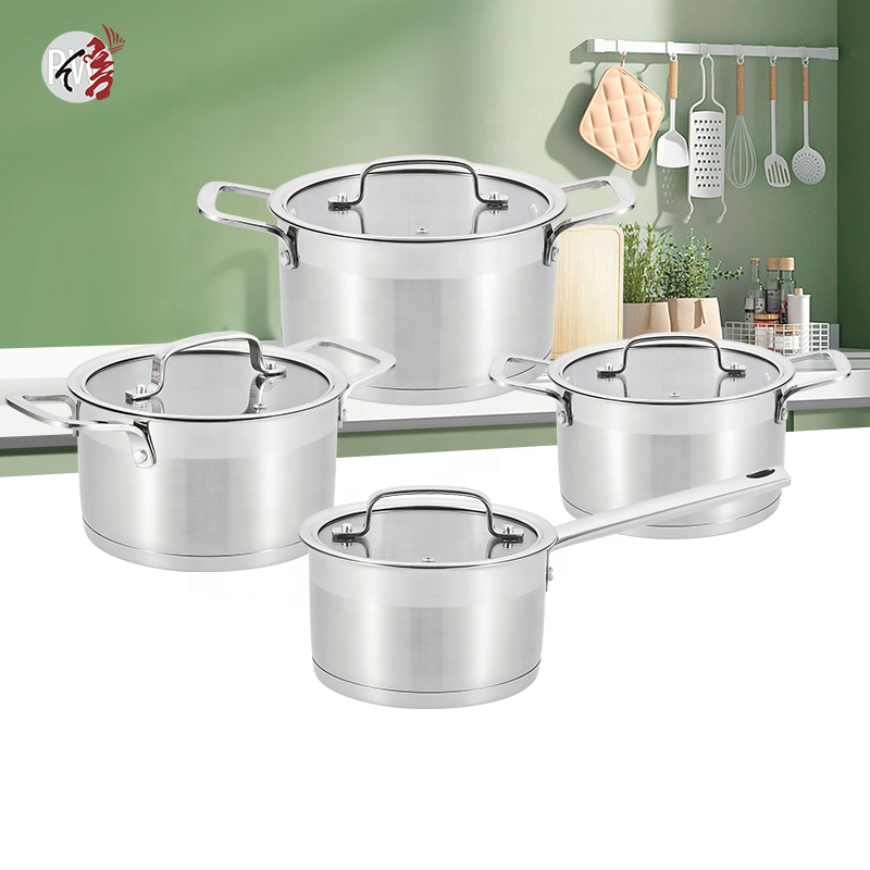 Wholesale customization kitchen cooking non stick cookware pots and pans stainless steel casserole sauce pan set