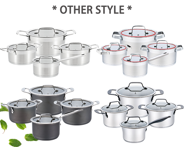 Wholesale customization kitchen cooking non stick cookware pots and pans stainless steel casserole sauce pan set