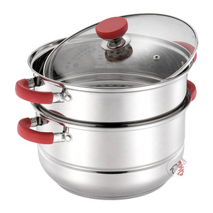 Realwin High quality home kitchenware 4 pieces 2 layer stainless steel food steamer pot for cooking