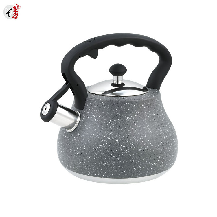 Realwin portable hotel black color coating stove stainless steel whistling tea kettle