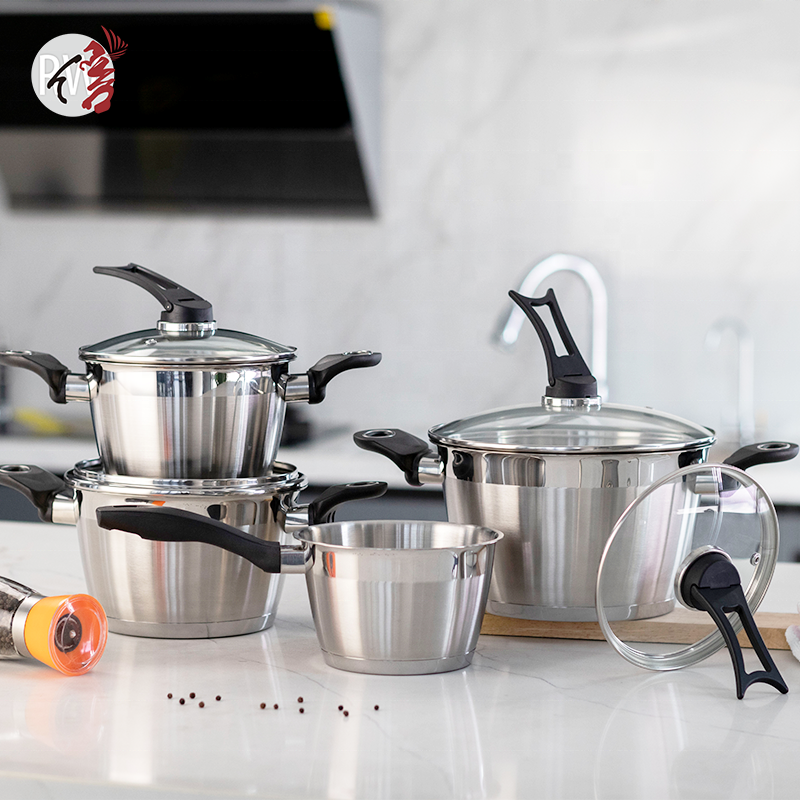 Customization kitchen utensils cooking ware non stick pots and pans stainless steel cookware set