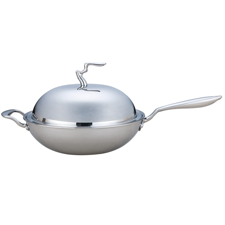 3 Layer Hot sale Stainless Steel Wok Pan cooking range wok