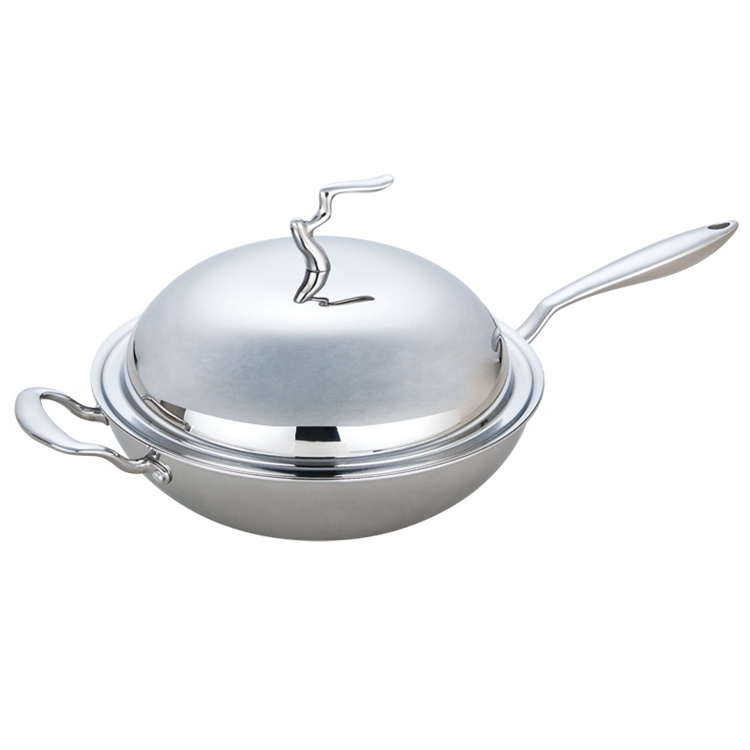 3 Layer Hot sale Stainless Steel Wok Pan cooking range wok