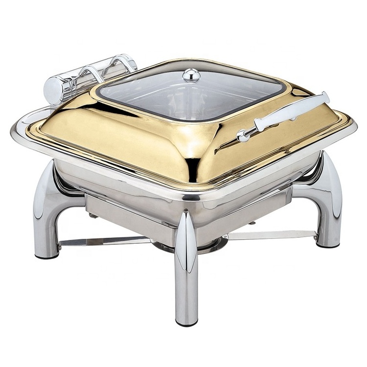 rose gold plated roll top round buffet chafing dish in dubai food warmer equip