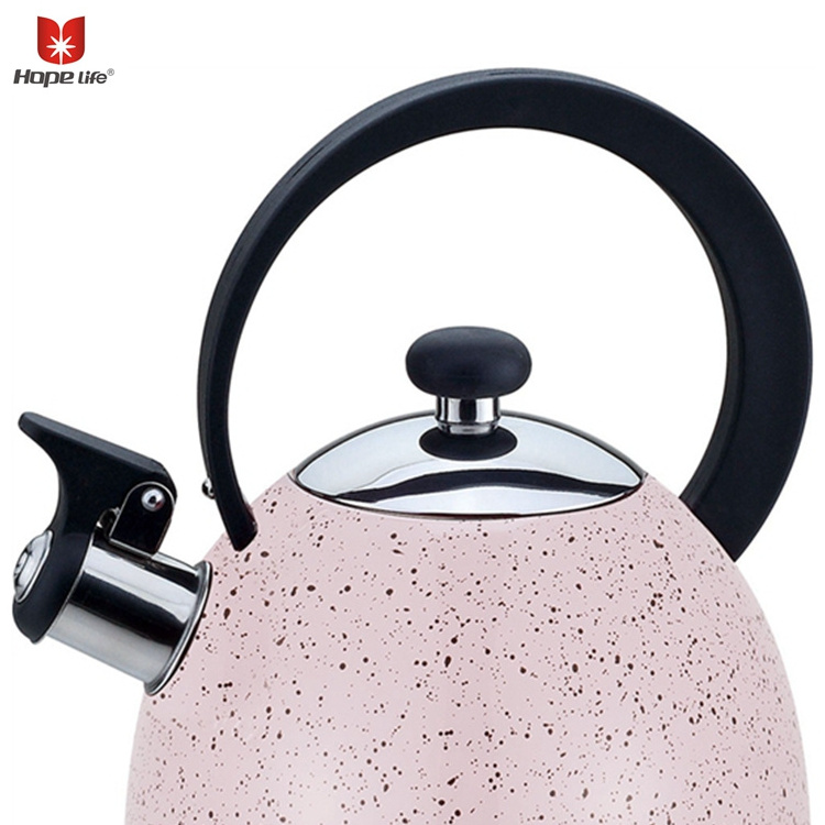 cheap price camping kettle stainless steel whistling tea water kettle with marble coating