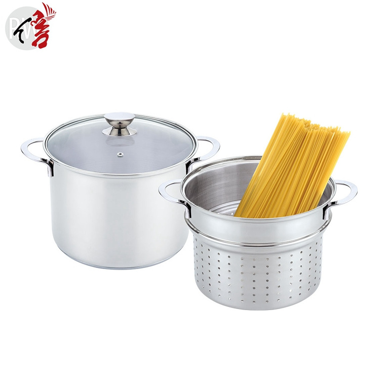 realwin kitchen cooking pot set 8.5 quart stainless steel pasta pot with strainer