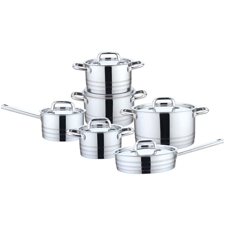 satin line straight shape surgical stainless steel cookware sets cooking casserole pot