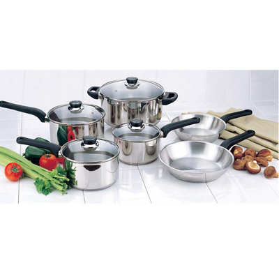 realwin 10 piece kitchen stainless steel pots and pans set of cooking pots cookware