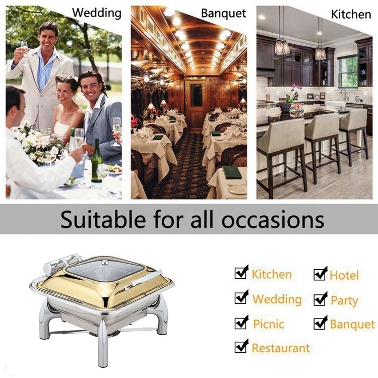 rose gold plated roll top round buffet chafing dish in dubai food warmer equip