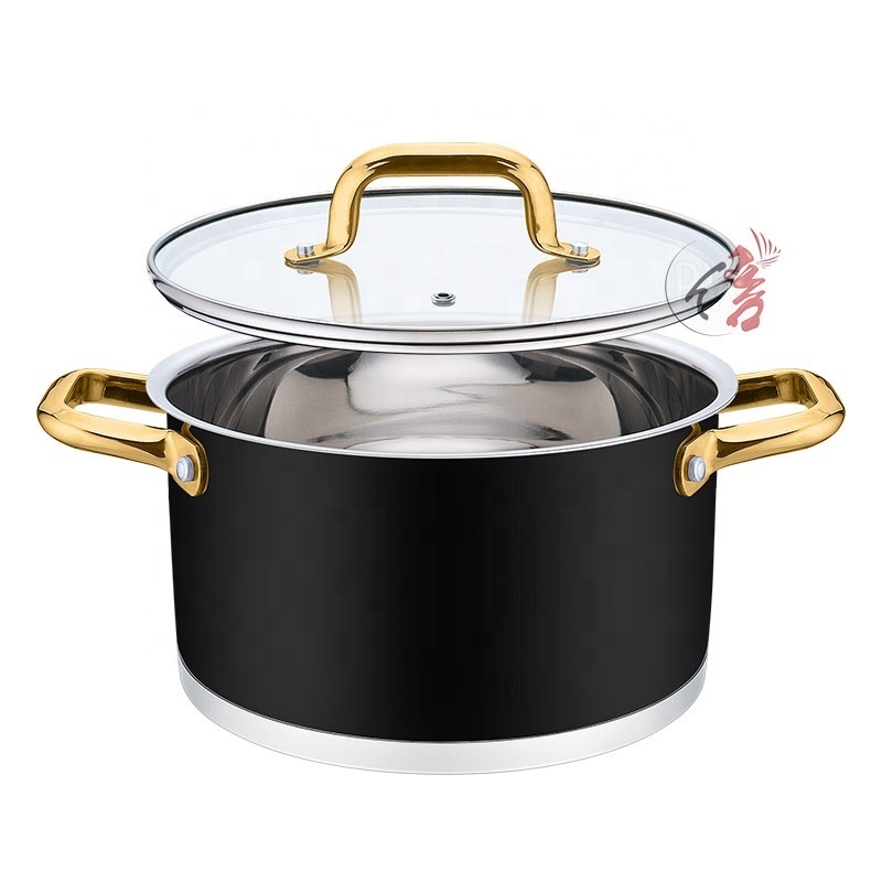 Induction Bottom 11 Piece Cooking Pot and Pan Nonstick Cookware Set Stainless Steel Cookware with Black Coated