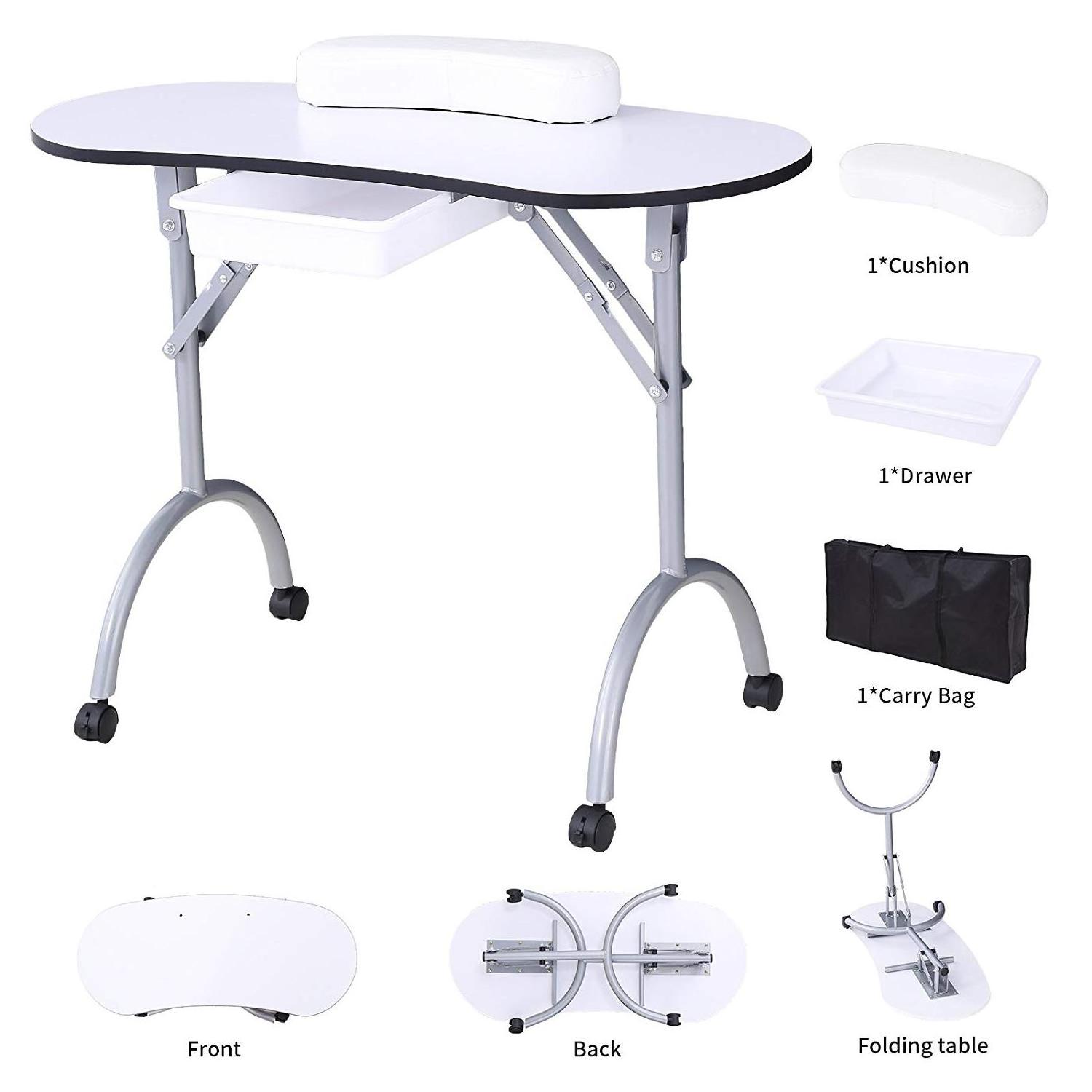 Latest folding portable used manicure table / desk nail table / desk with collected fan for hot sale