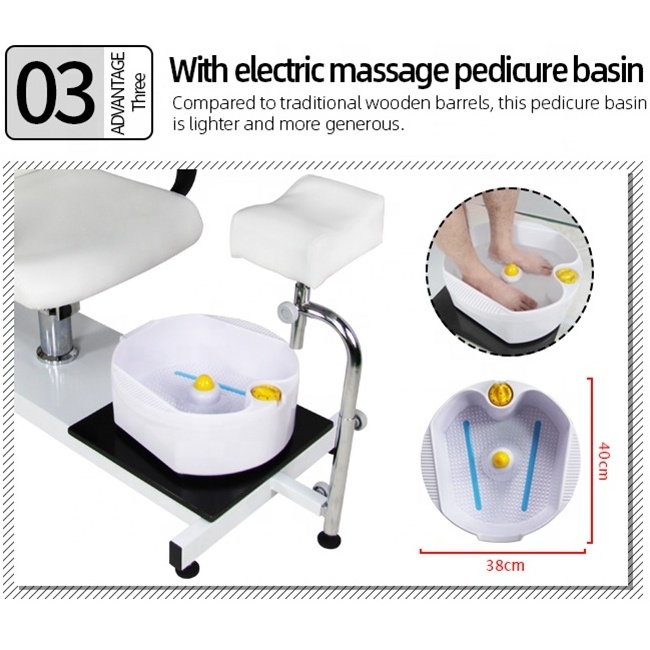 factory wholesale luxury professional footsie bath spa nail salon adjustable white manicure pedicure chairs