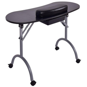 foldable Nail desk Portable Manicure Nail Table Station Desk Spa Beauty Salon Equipment Brush Black with bag